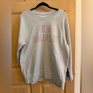 American Eagle Outfitters Gray and Pink Holiday Sweatshirt